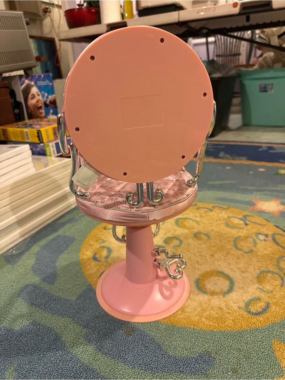 Pink Quilted Accent Chair for Doll Display